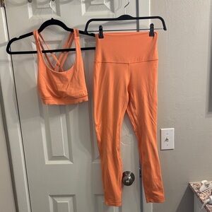 Lululemon Athletica Orange Sports Bra and Leggings Set